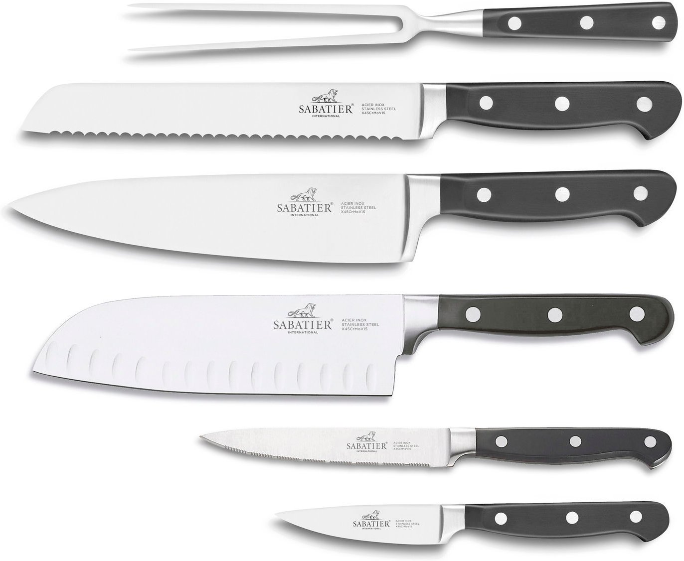 Hovedproduktbilde for Stål/Svart Lion Sabatier Pluton 6 deler Knivsett