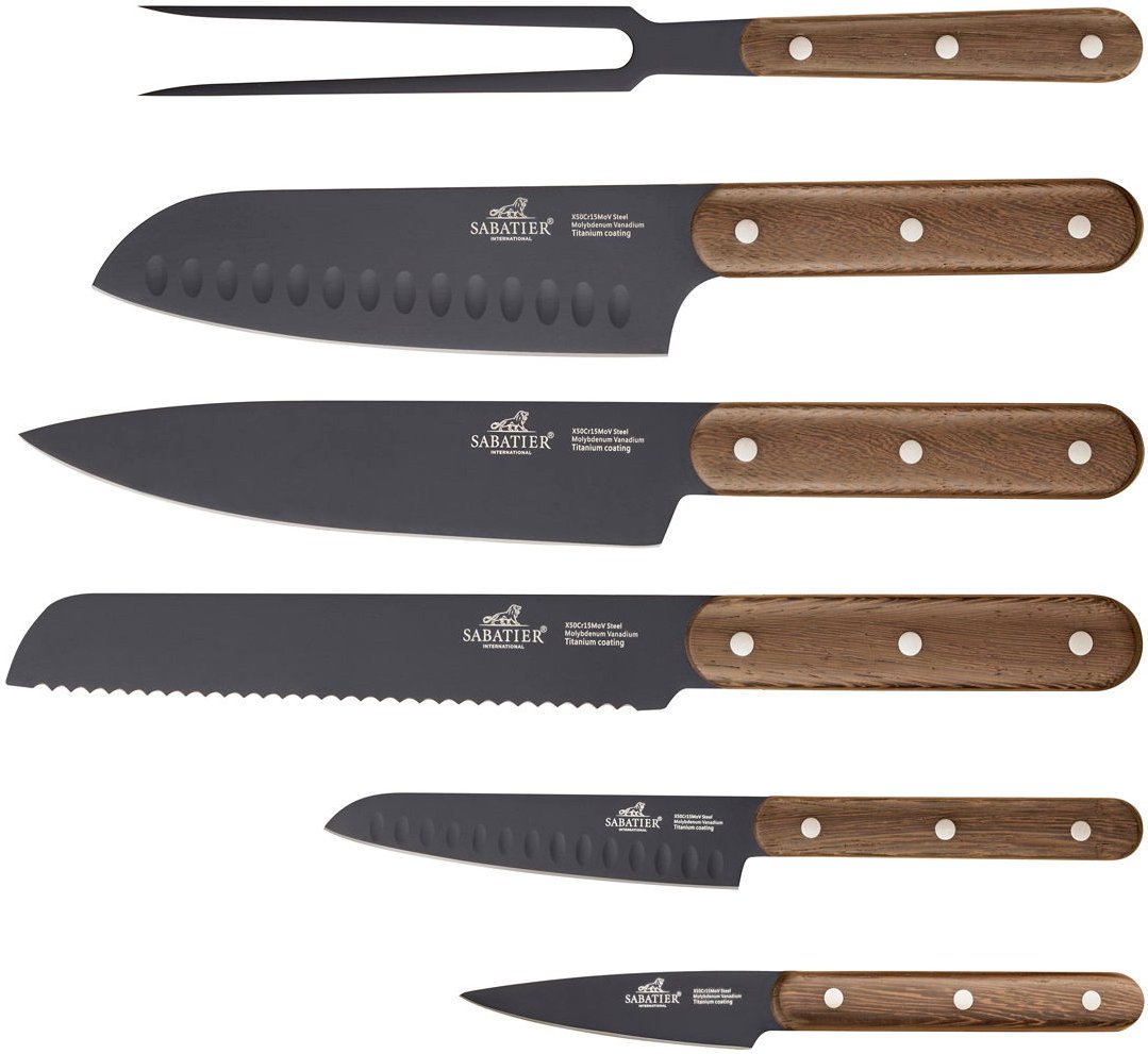 Hovedproduktbilde for Sort / Tre Lion Sabatier Phenix Walnut  6 deler Knivsett