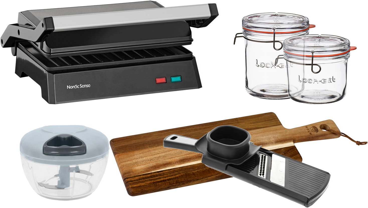 Hovedproduktbilde for Svart/Tre Nordic Sense Paninigrill Gavesett med Tilbehør