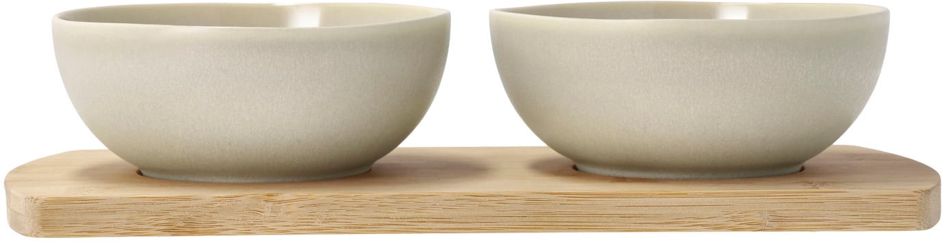 Hovedproduktbilde for Soft Beige Villa Collection Shoku Bambusbrett med 2 Skåler