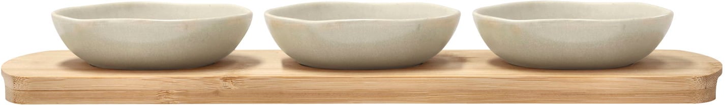 Hovedproduktbilde for Soft Beige Villa Collection Shoku Bambusbrett med 3 Skåler