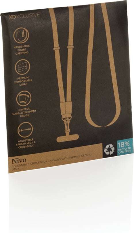 Hovedproduktbilde for Grå XD Xclusive Nivo RCS resirkulert PET crossbody snor