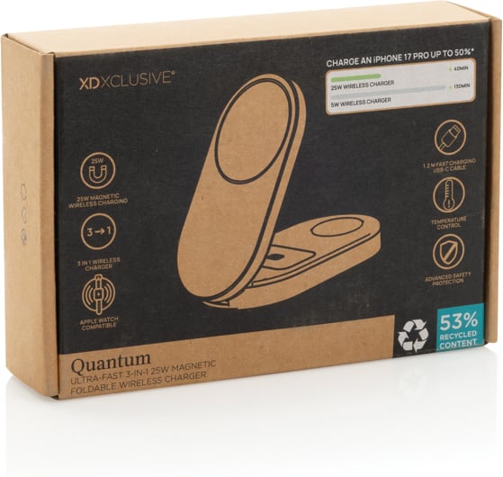 Hovedproduktbilde for Grå XD Xclusive Quantum ultra-fast 3-in-1 25W Foldable Wireless Charger