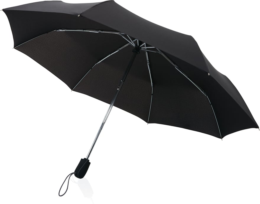 Hovedproduktbilde for Svart Swiss Peak Traveller AWARE Resirkulert Polyester 21" Automatisk Sammenleggbar Paraply