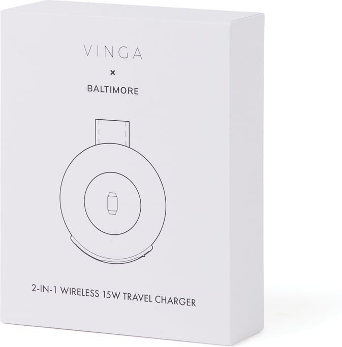 Hovedproduktbilde for Greige Vinga Baltimore RCS 2-in-1 trådlø 15W Reiselader