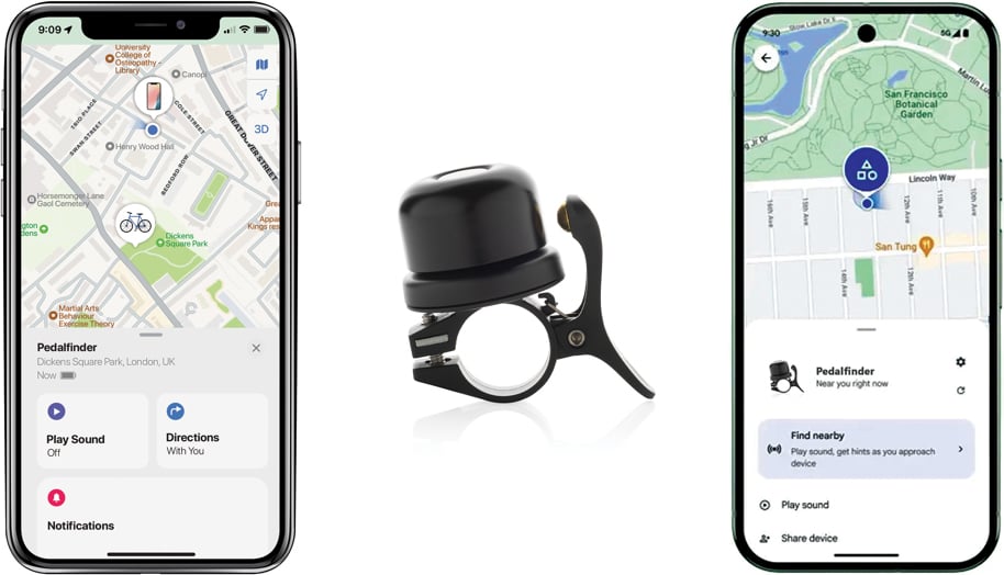 Hovedproduktbilde for Svart XD Collection Bike finder Dual RCS bike bell with worldwide locating