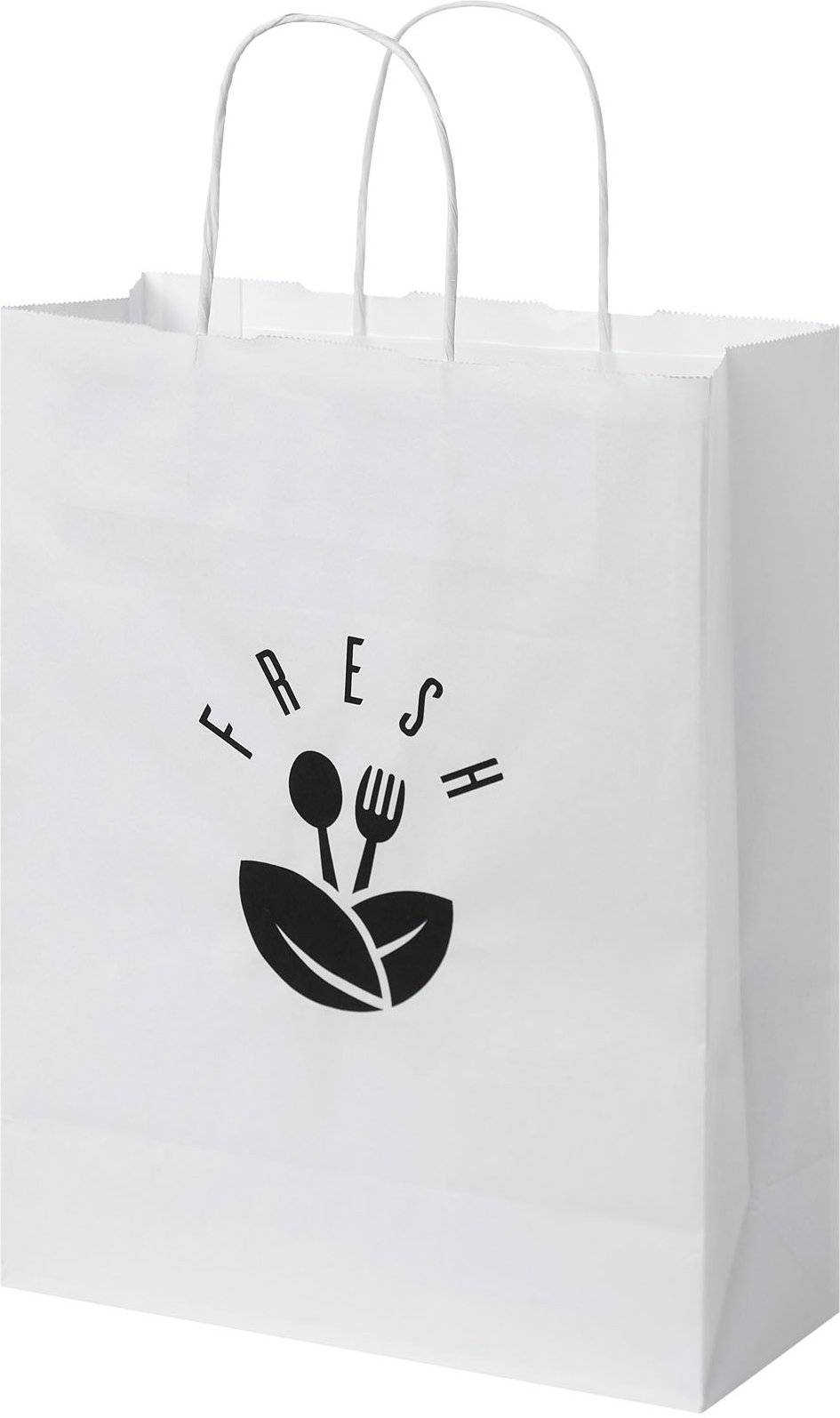 Hovedproduktbilde for Hvit Papirpose Medium (25 x 11 x 32 cm) 80 g/m2 Kraftpapir med Vridde Håndtak