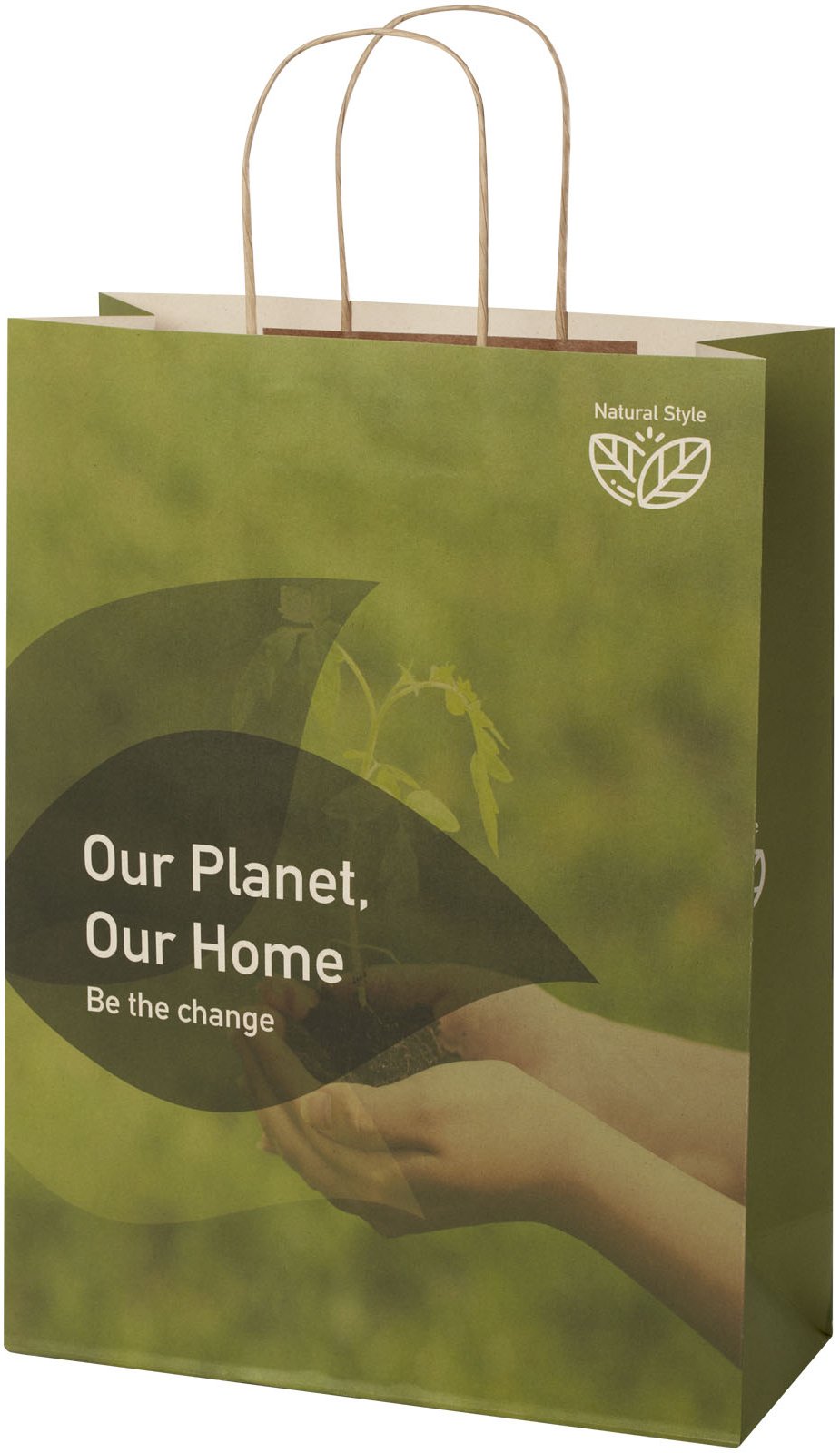 Hovedproduktbilde for Offwhite Papirpose XXL (31 x 12 x 41 cm) 150 g/m2 fra Landbruksavfall med Vridde Håndtak