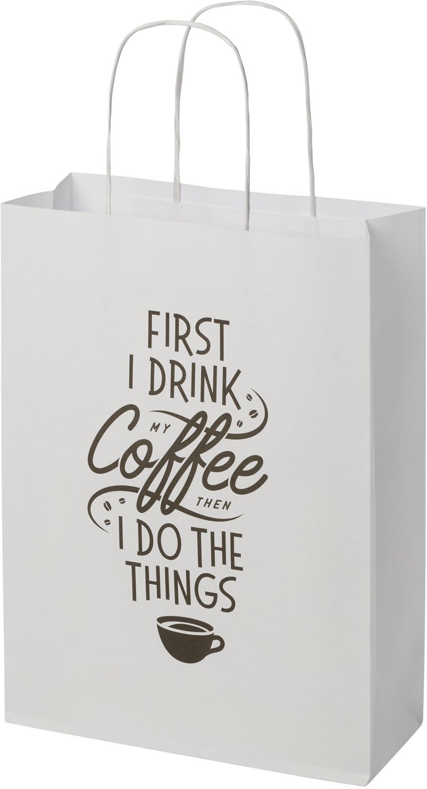 Hovedproduktbilde for Hvit Papirpose Medium (24 x 9 x 32 cm) 120 g/m2 Kraftpapir med Vridde Håndtak