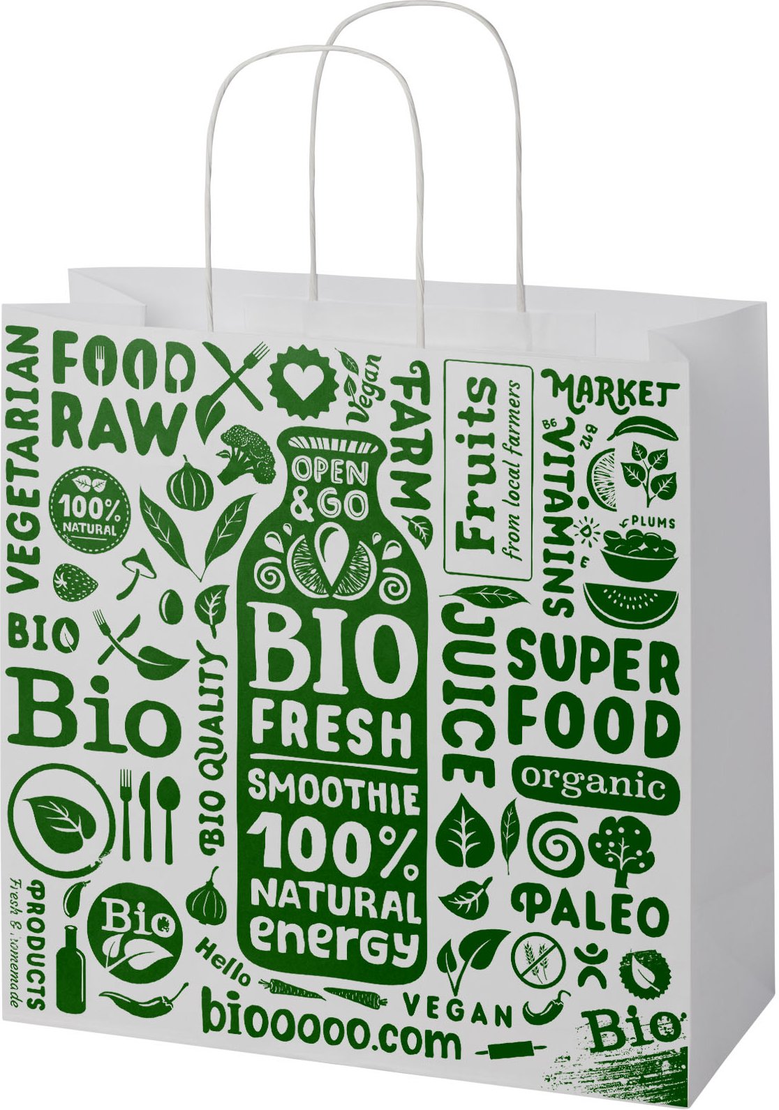 Hovedproduktbilde for Hvit Papirpose XL (31 x 12 x 31 cm) 120 g/m2 Kraftpapir med Vridde Håndtak