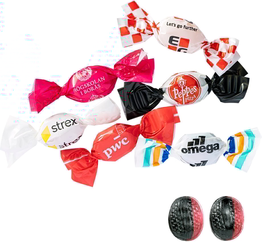 Hovedproduktbilde for Bringebær/lakrisdrops Drops / Sukkertøy