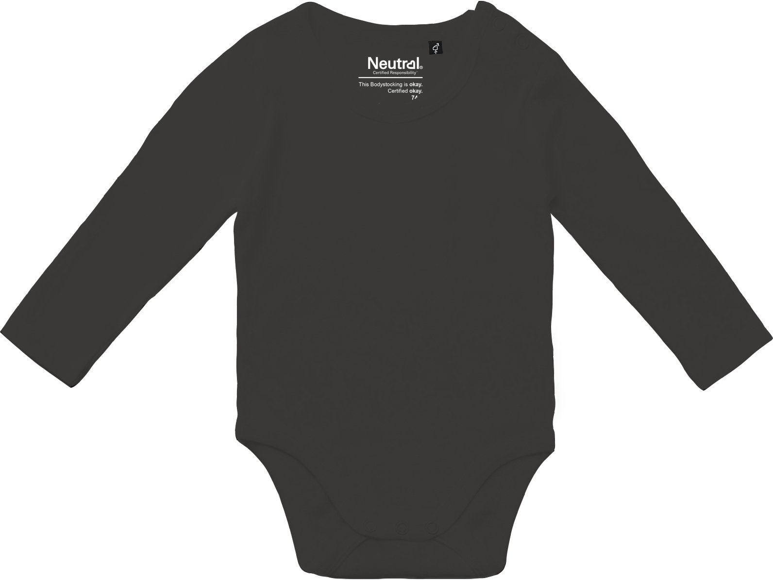 Hovedproduktbilde for Charcoal Neutral Babybody med lange ermer