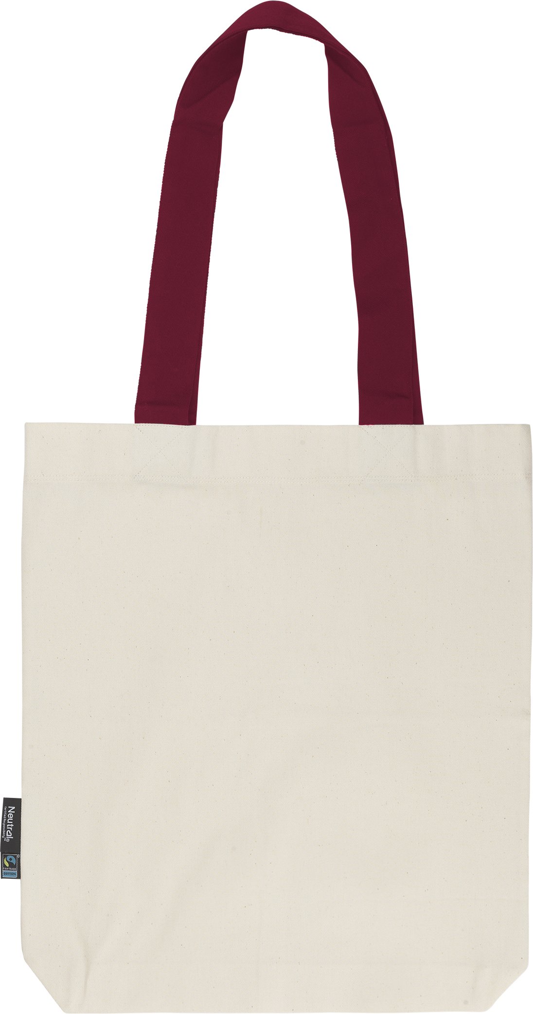 Hovedproduktbilde for Natur/Bordeaux Neutral Twill bomullspose med kontrast-håndtak