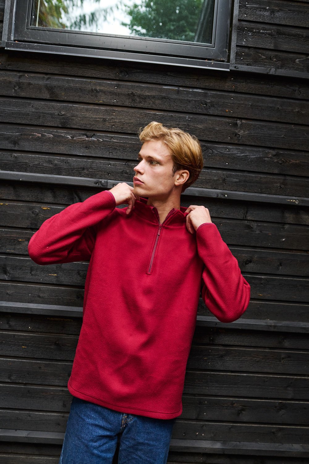 Hovedproduktbilde for Bordeaux Neutral Recycled Fleece Quarter Zip