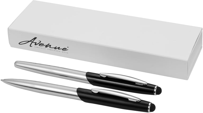 Produktbilde for Geneva Kule- og Touchpenn og Rollerpenn Blått Blekk Pennesett