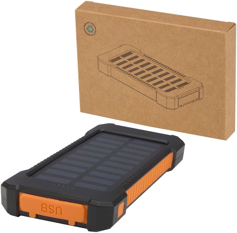Produktbilde for Altair 5000 mAh 10 W Resirkulert Plast Solcelledrevet Powerbank med Lommelykt