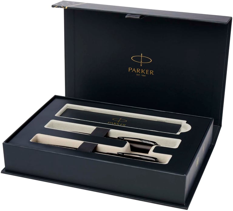 Produktbilde for Parker IM Svart/ Blått Blekk Akromatisk Kulepenn og Rollerpenn Gavesett