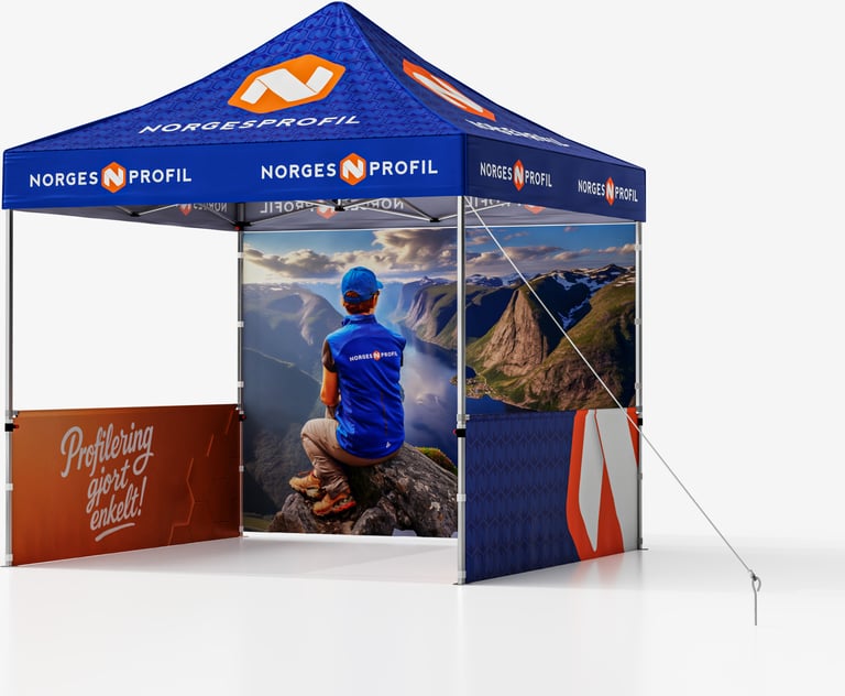 Produktbilde for Telt Popup 3 x 3 meter inkl tak, bakvegg og to halvvegger