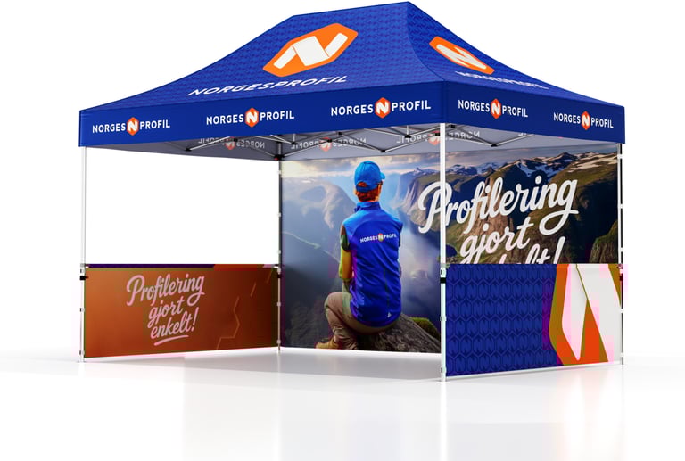 Produktbilde for Telt Popup 4,5 x 3 meter inkl tak, bakvegg og to halvvegger