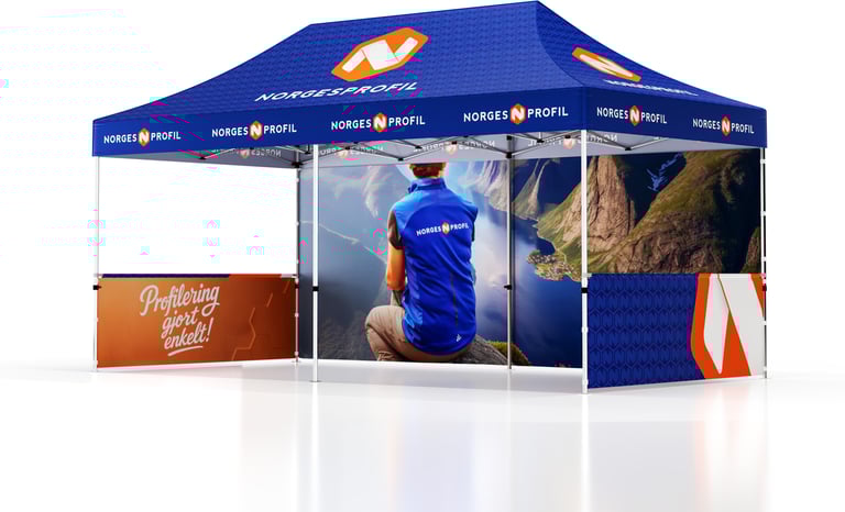 Produktbilde for Telt Popup 6 x 3 meter inkl tak, bakvegg og to halvvegger