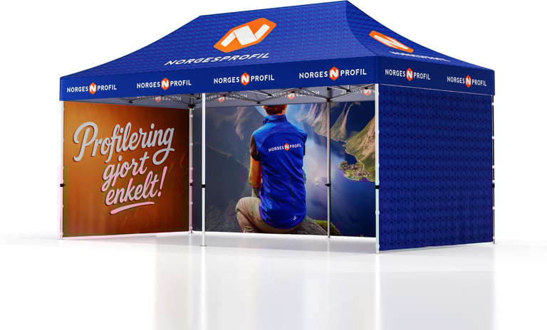 Produktbilde for Telt Popup 6 x 3 meter inkl tak og tre vegger