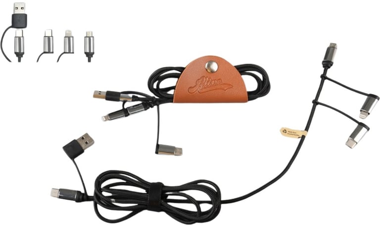 Produktbilde for Arya 6-i-1 RPET Ladekabel med PU-Taske