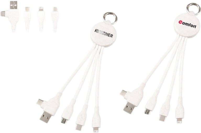 Produktbilde for Como Hvetehalm 6-i-1 Ladekabel og Nøkkelring