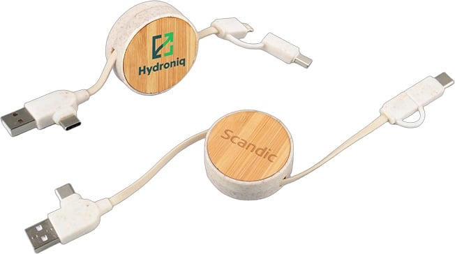 Produktbilde for Andorra Hvetehalm 6-i-1 Uttrekkbar Ladekabel