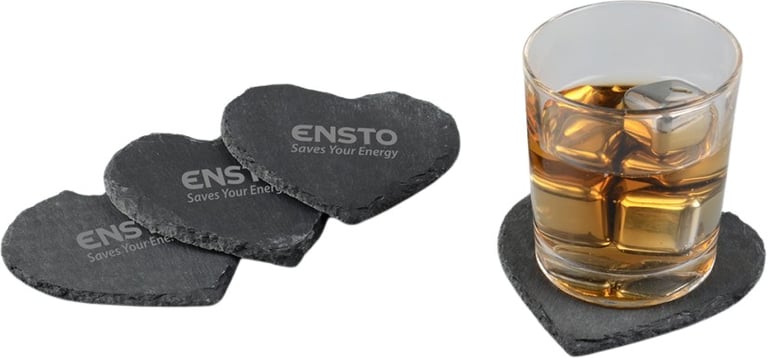 Produktbilde for Blokhus Hjerteformet Skifer 4-pk Glassbrikkesett