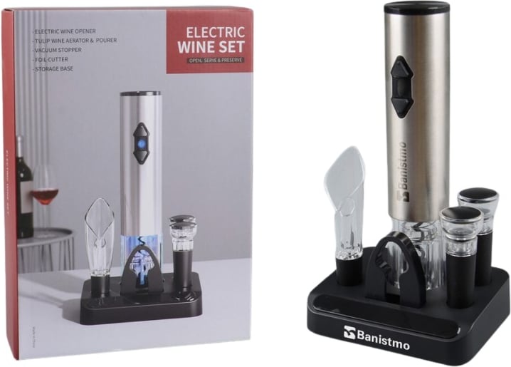 Produktbilde for Næstved 6 Deler Elektrisk Vinåpner i Gavesett