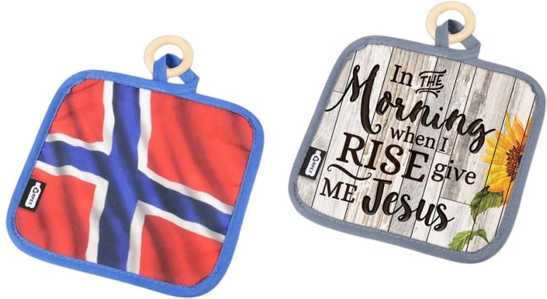 Produktbilde for Fioren RPET Fullfargetrykket Gryteklut med Oppheng i Tre