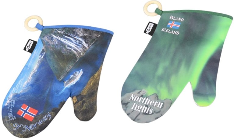 Produktbilde for Norvia RPET Fullfargetrykket Grytevotter med Oppheng i Tre