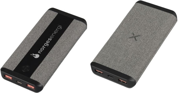 Produktbilde for Constanta 10.000 mAh Lær Trådløs Powerbank med Opplyst Logo