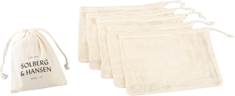Produktbilde for Avero Bomull 5 stk Oppbevaringsposer