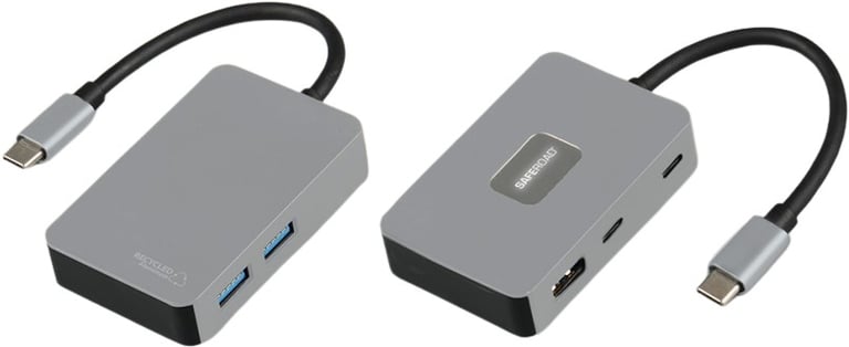 Produktbilde for Hollow Resirkulert Aluminium 5-i-1 USB hub med Opplyst Logo