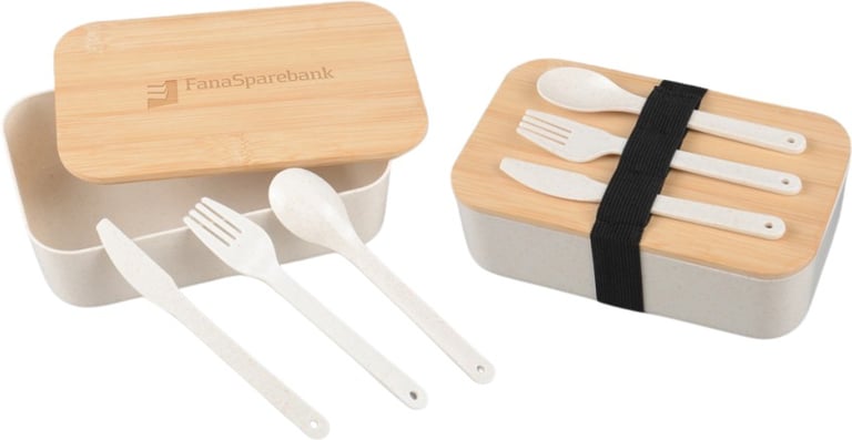Produktbilde for Brooke Hvetestrå og Bambus 1000 ml Matboks med Bestikk