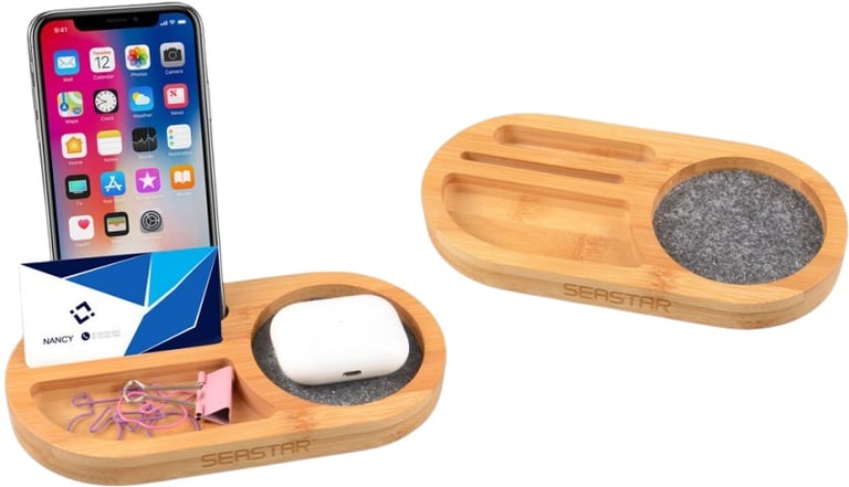 Produktbilde for Ithaca Bambus og RPET Filt Mobilholder og Skrivebordsorganisator