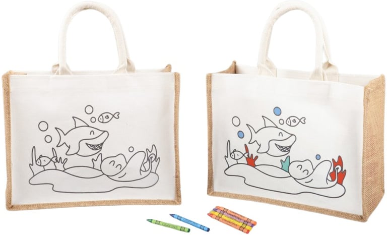 Produktbilde for  RPET Canvas og Jute "Tegn på meg" Shoppingbag for Barn