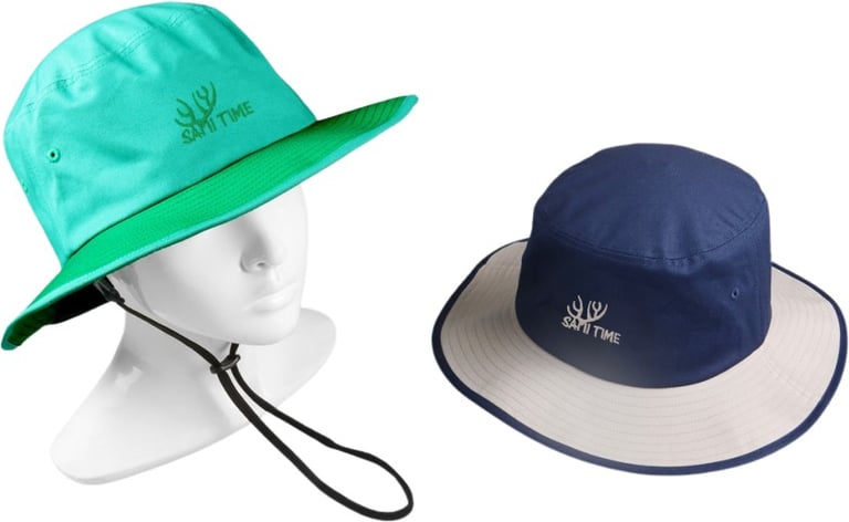 Produktbilde for Bertram Bomull Solhatt med Kontrastkant og Hakestropp