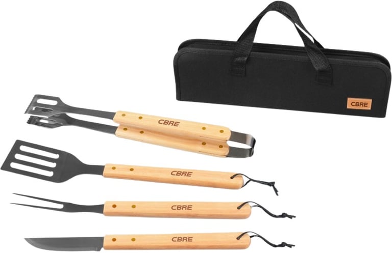 Produktbilde for Fort Rustfritt Stål og Tre 4 stk BBQ Sett