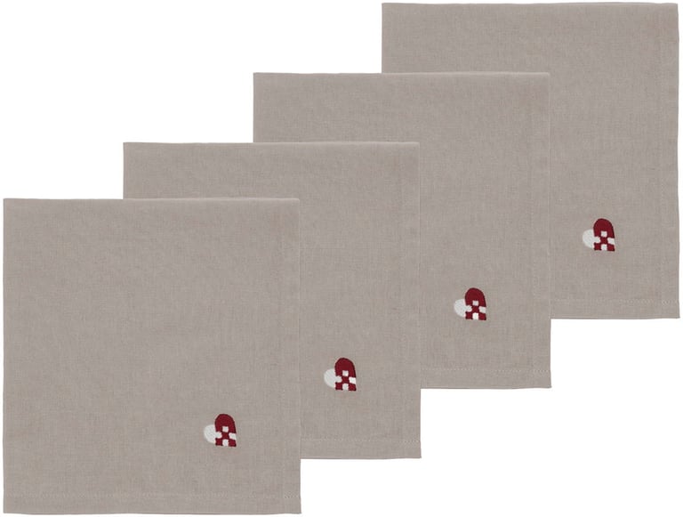 Produktbilde for Södahl Christmas Hearts 4 stk Broderte Tøyservietter 
