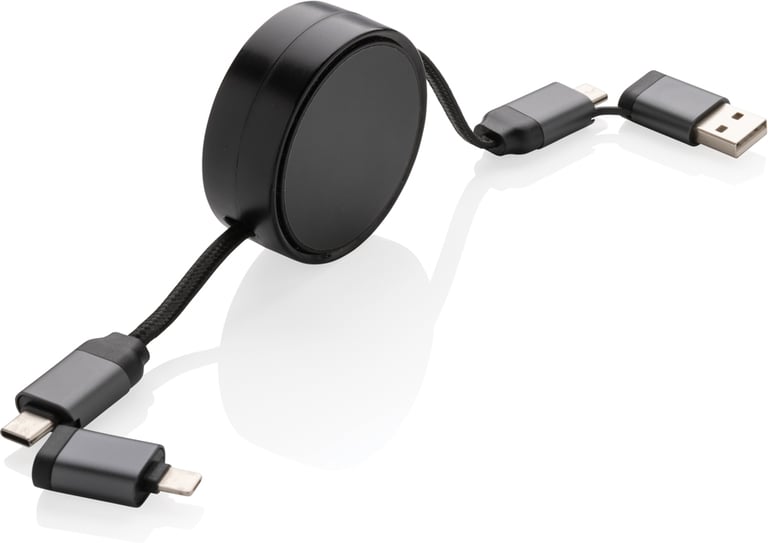 Produktbilde for XD Xclusive Terra RCS Resirkulert Aluminium Uttrekkbar 6-i-1 Ladekabel