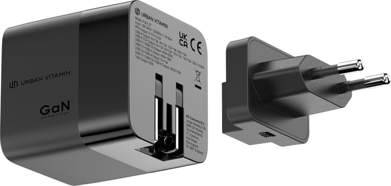 Produktbilde for Urban Vitamin Mendocino 65W GaN-lader med Uttrekkbar  Ladekabel