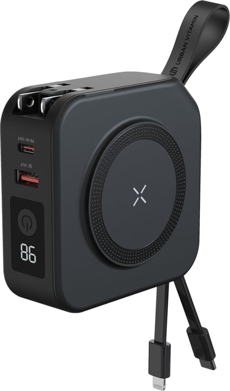 Produktbilde for Urban Vitamin Saratoga 10.000 mAh 5-i-1 Universell Reiselader med 20W PD og 15 W Magnetisk Trådløs Powerbank