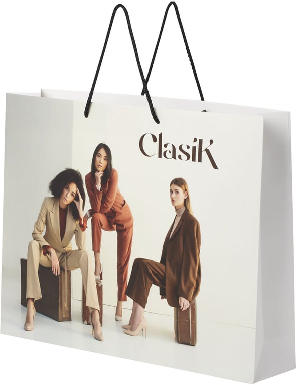 Produktbilde for Papirpose XXL (45 x 10 x 35 cm) Håndlaget 170 g/m2 Laminert Papir med Plasthåndtak 