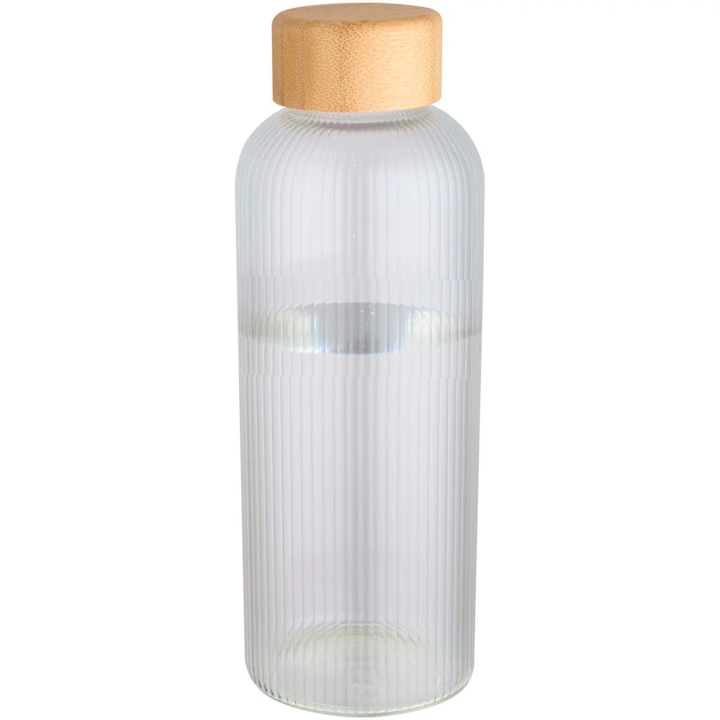 Hovedproduktbilde for Transparent Mirage Borosilikatglass 650 ml Drikkeflaske med Bambuslokk
