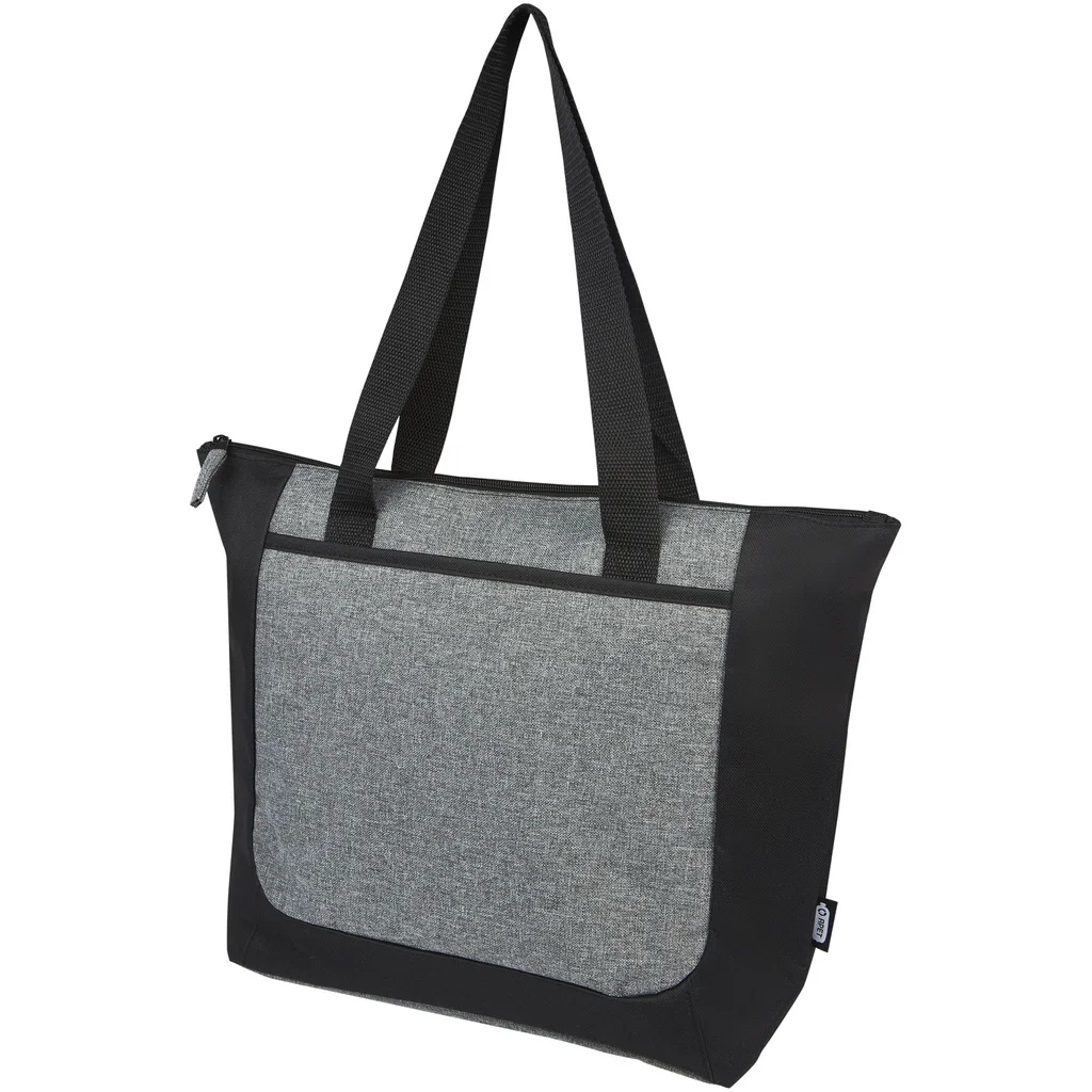 Hovedproduktbilde for Solid svart/Lynggrå Reclaim 600D GRS Resirkulert Polyester 15L Shoppingbag med Glidelås