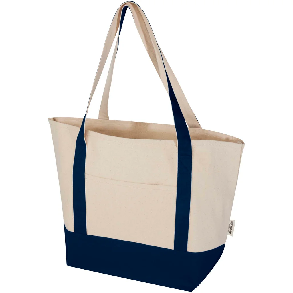 Hovedproduktbilde for Marineblå/Naturhvit Sam 320 g/m2 GRS Resirkulert Bomull 15L  Shoppingbag