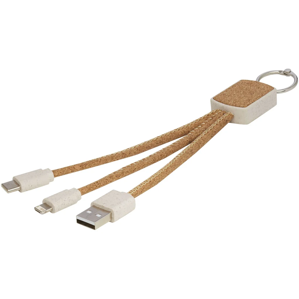 Hovedproduktbilde for Naturhvit Bates Hvetehalm og Kork 3-i-1 Ladekabel