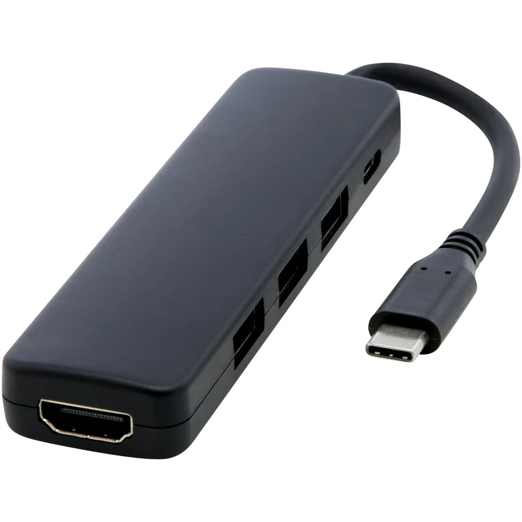 Hovedproduktbilde for Solid svart Loop RCS Resirkulert Plast Multimedieadapter USB 2.0-3.0 med HDMI Port